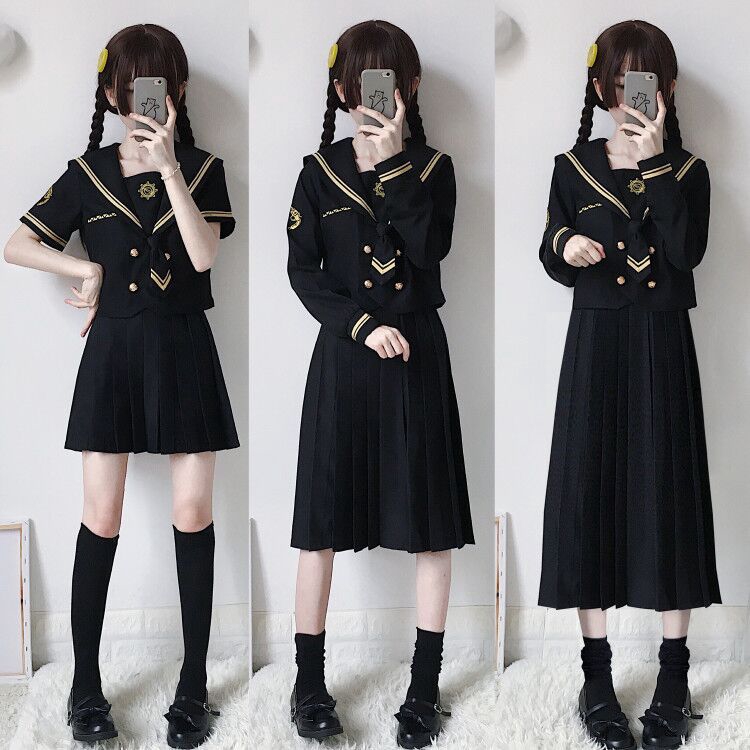 Japanese Two Piece Jk Uniform Two Piece Sailor Suit Jk Suit Black Sailor Suit Suit Orthodox