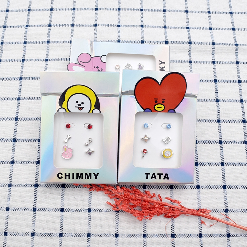 Anime Jimin BTS Cartoon Earrings Cute Earrings BTS21 Character Earrings Chimmy BTS Earrings Kawaii Earrings K-pop Earrings