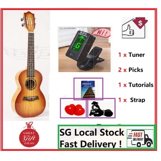 23 Inch Acoustic Concert Ukulele with tuner and bag , Body Engineered ,Fingerboard , 2pcs Picks,
