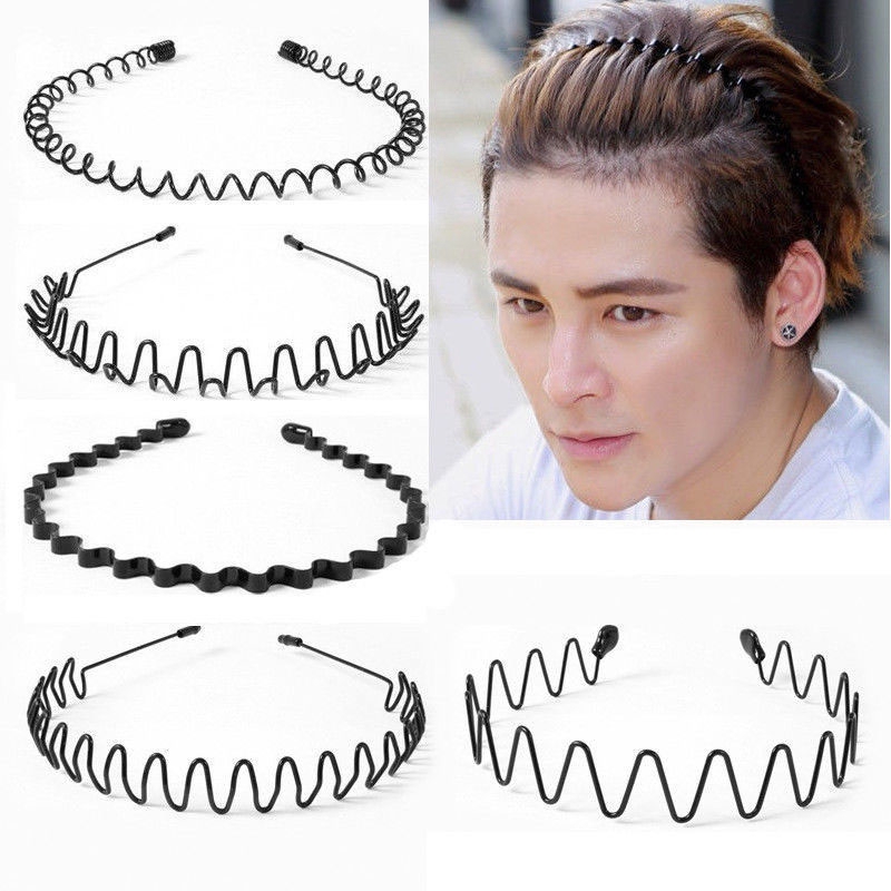 Practical Solid Color Unisex Band Headband Aliceband Black Men