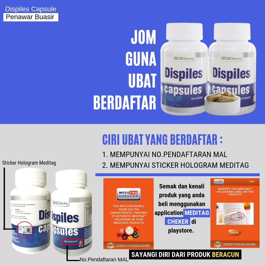 Ubat Buasir Dispiles Lulus Kkm Halal 30 Seeds Shopee Singapore