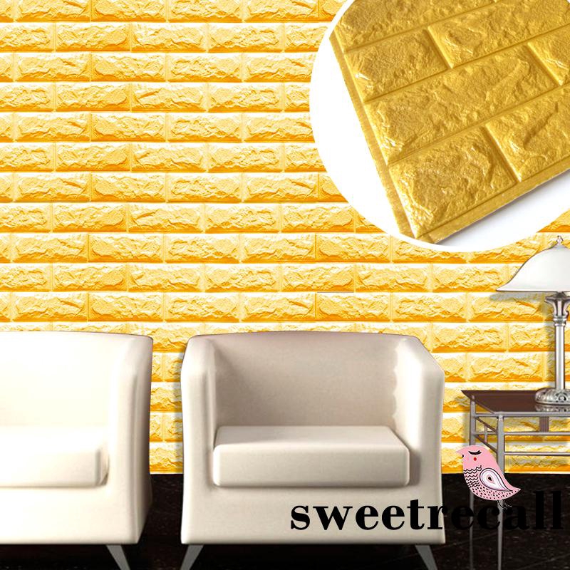 LG.-Gold 3D Brick Pattern Wallpaper