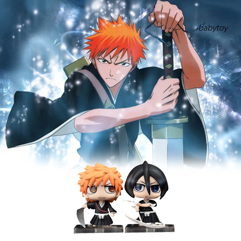 Ba 2pcs Display Mold Anime Bleach Figure Kurosaki Ichigo Kuchiki Rukia Action Pvc Cartoon Miniature Model Toy For Children Shopee Singapore