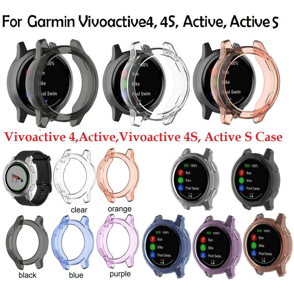LOKEKE Compatible for Garmin Vivoactive 4S Protective Case Cover Transparency TPU Protective Case Cover Shell for Garmin Vivoactive 4S/ Active S TPU Black