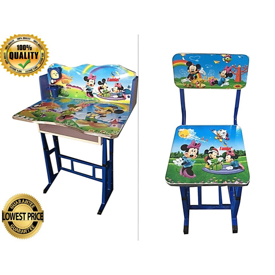 Study Table And Chair Kids Set Meja Belajar Mickey Mouse Blue