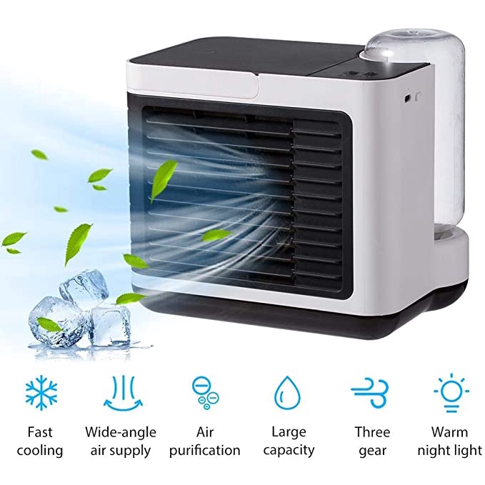 Air Cooler Fan - Portable Air Cooler, USB Charging Desktop Air Conditioner Humidifier Cooling ...