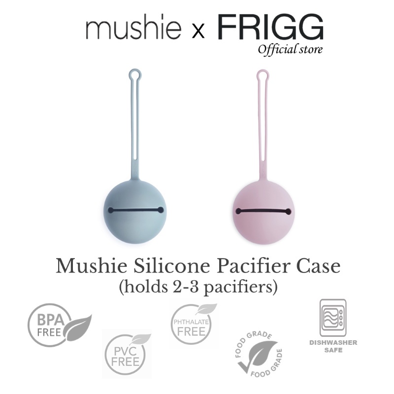 Mushie Silicone Pacifier Holder Case (11 Colours) with Strap - Holds 3 FRIGG Pacifiers ...