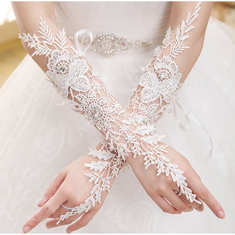 ivory satin wedding gloves