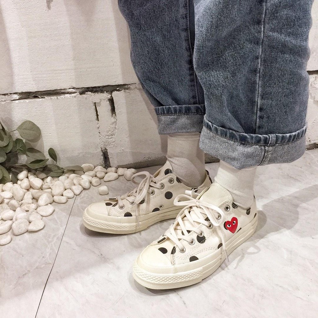 cdg converse low polka dot