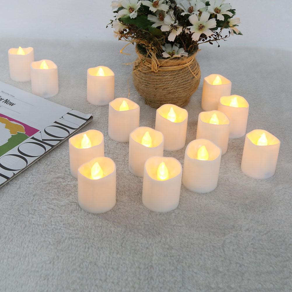 12pcs Irregular LED Flickering Tea Light Warm White Flameless Fake Candle Decor