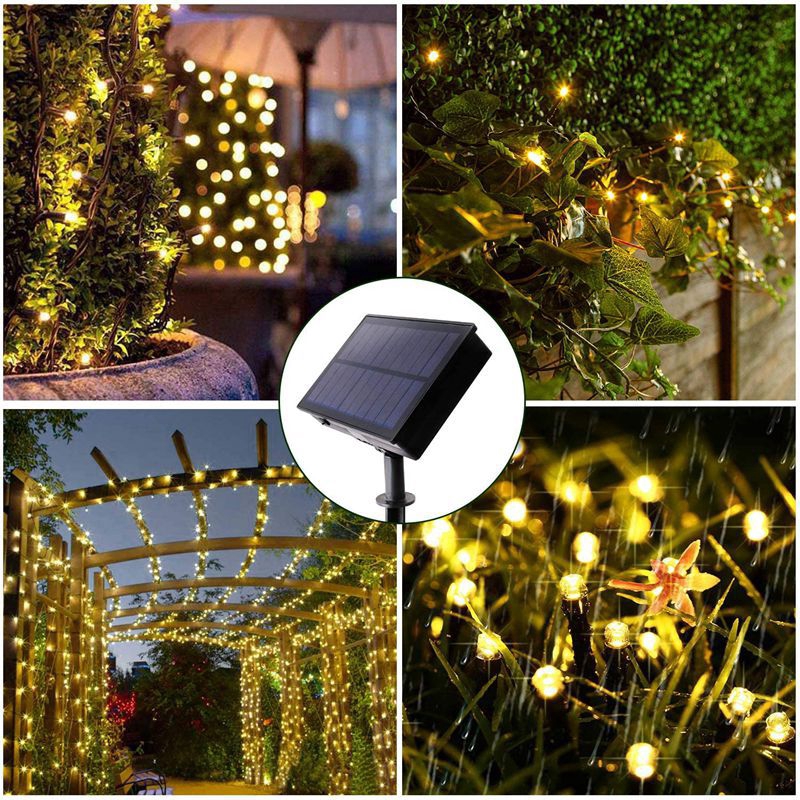 Xmas 100/200/300/LEDs Solar Fairy String Light Copper Wire Outdoor Garden Decor 