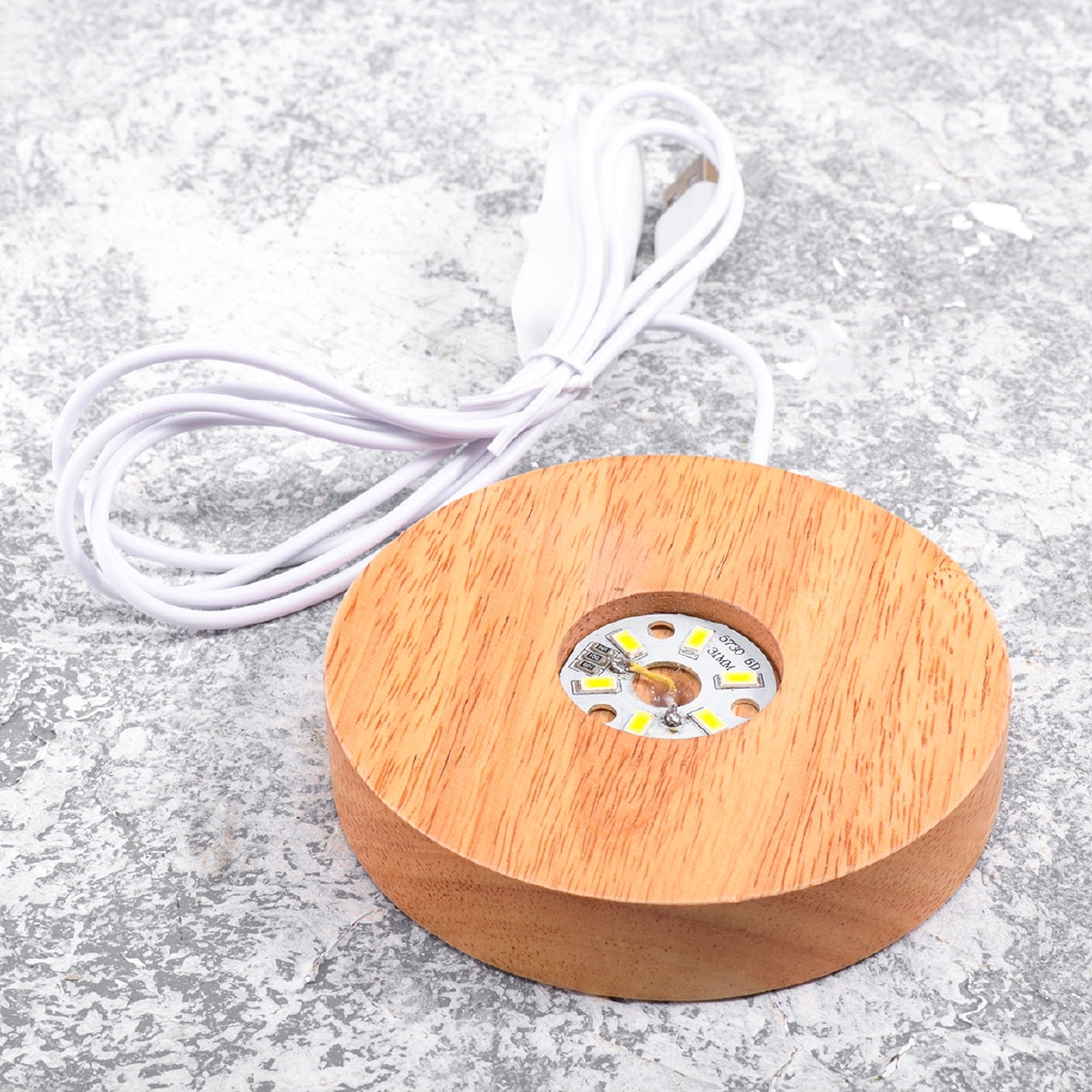 Wooden Led Display Stand 3d Night Light Round Base Holder For Crystals Glass Ball Shopee Singapore