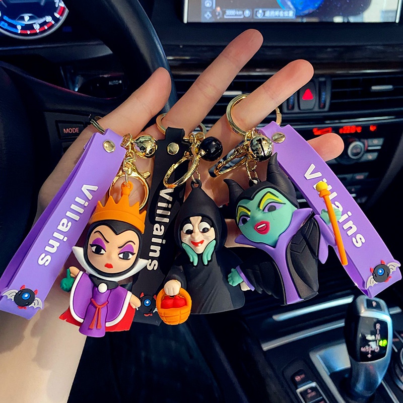 Cartoon Anime Keychain Sleeping Curse Maleficent Epoxy Dolls Bag Car Pendant Key Chains Children Christmas birthday Gifts