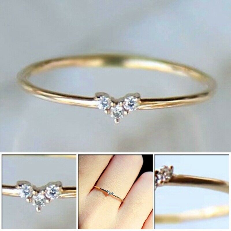 Image of brisky 14K Gold Ring Red Stone Heart Shape Diamond Rings Women Small Simple Cute Ring #2