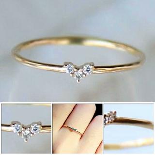 Image of thu nhỏ brisky 14K Gold Ring Red Stone Heart Shape Diamond Rings Women Small Simple Cute Ring #2