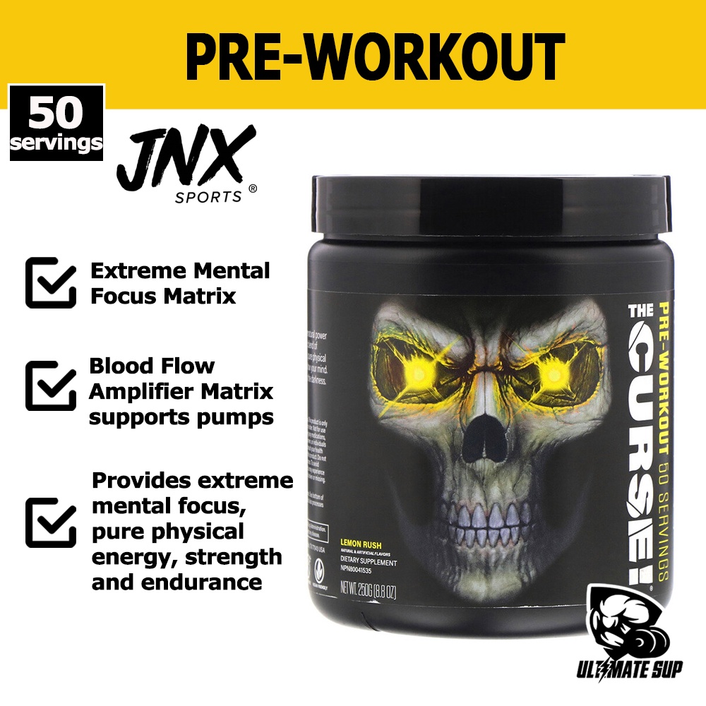 Jnx Sports The Curse Pre Workout Supplement Intense Energy Focus Instant Strength Gains 8 8 Oz 250 G Shopee Singapore