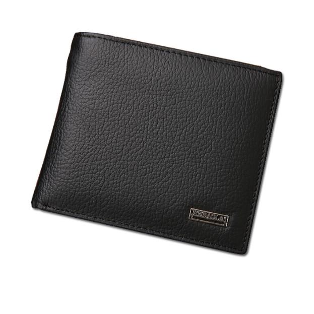Luxury 100% Genuine Leather Wallet Fashion Short Bifold Men Wallet Casual Soild