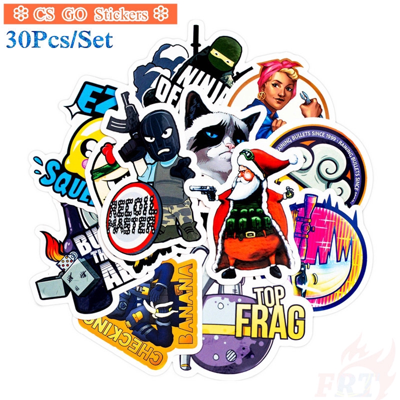 Cs Go Series 02 Funny Stickers 30pcs Set Games Luggage Laptop Skateboard Doodle Stickers Shopee Singapore