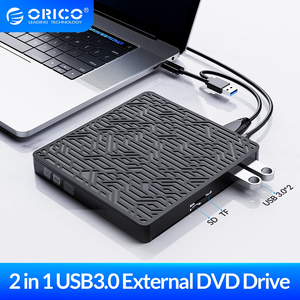 ORICO External DVD Drive USB3.0 HUB Type-C DVD RW CD Burner Player ...