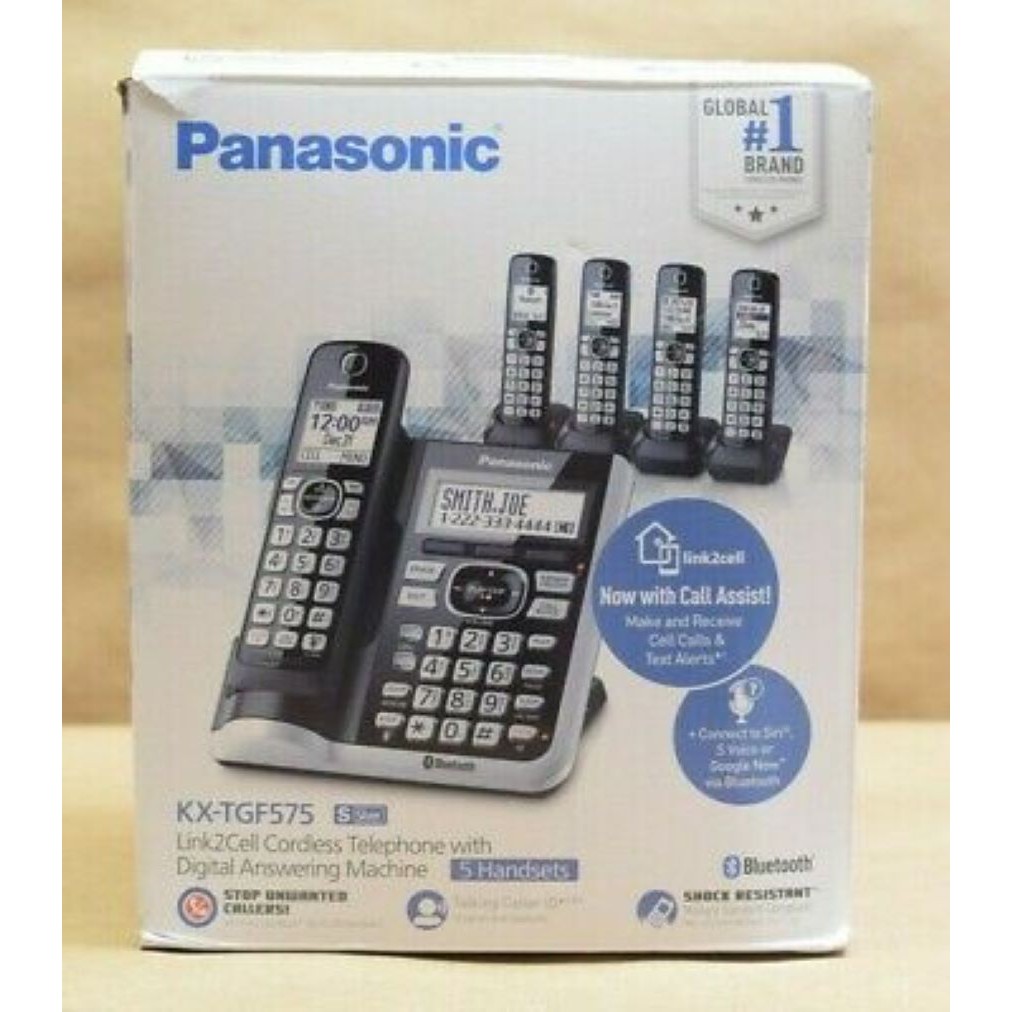 Panasonic Link2Cell Bluetooth Cordless Phone KXTGF575 5 Handsets