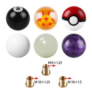 Gear Shift Knob Round Thread Shifter with 3 Adapter Racing Stick Acrylic for Universal Manual Car