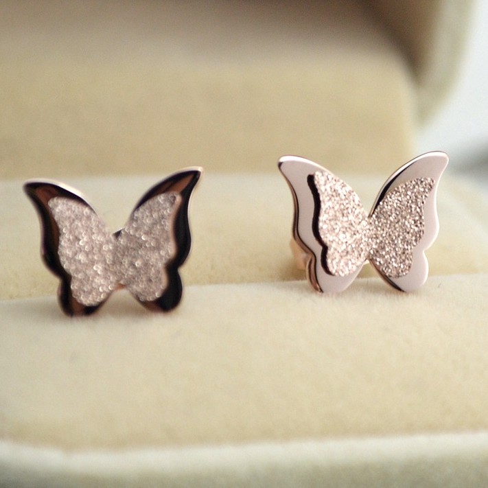 Butterfly Drop Earrings Women Girls Stainless Steel Butterfly Dangle