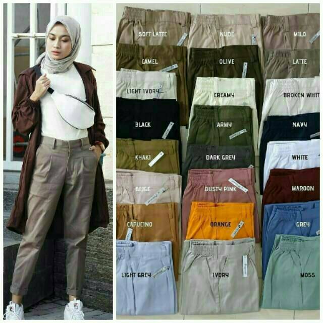 READY STOCK BAGGY  PANTS  LATTE NUDE BEIGE IVORY MAROON  