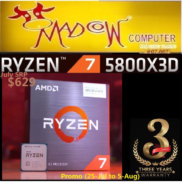 AMD Ryzen 7 5800X3D 8-core, 16-Thread, 4.5 GHz Max Boost, Desktop ...