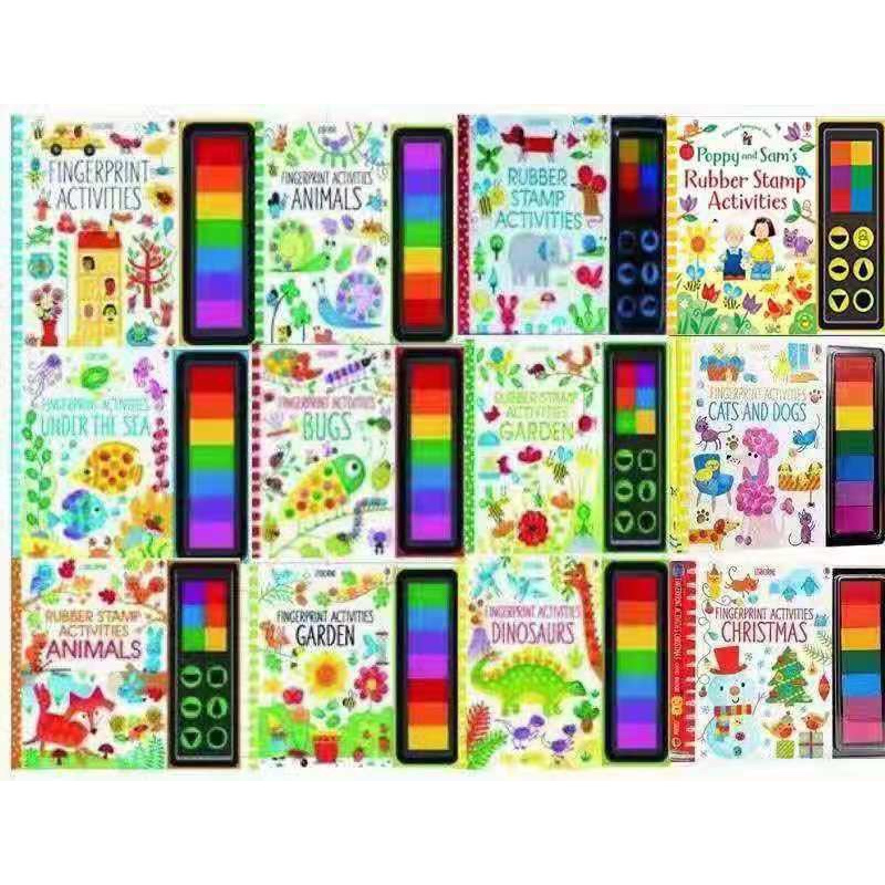 Usborne fingerprint activities, rubber stamp activities, sticker activities book Shopee Singapore