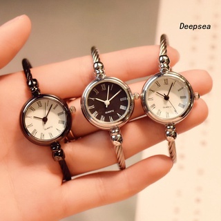 【DPS】 Women Retro Bangle Bracelet Stainless Steel Strap Round Dial Quartz Wrist Watch