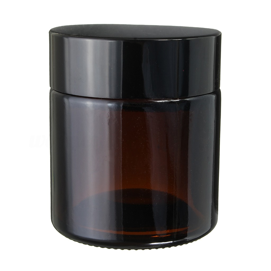 4 x 120ml Glass Amber Jars with Black Wadded Lid. DIY Cosmetics Candles