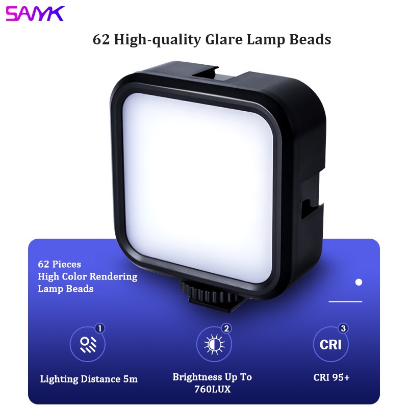 SANYK Multi-function Led Dimming Fill Light USB Built-in Rechargeable Lithium Battery Vlog Video Photography Camera Mobile Phone
