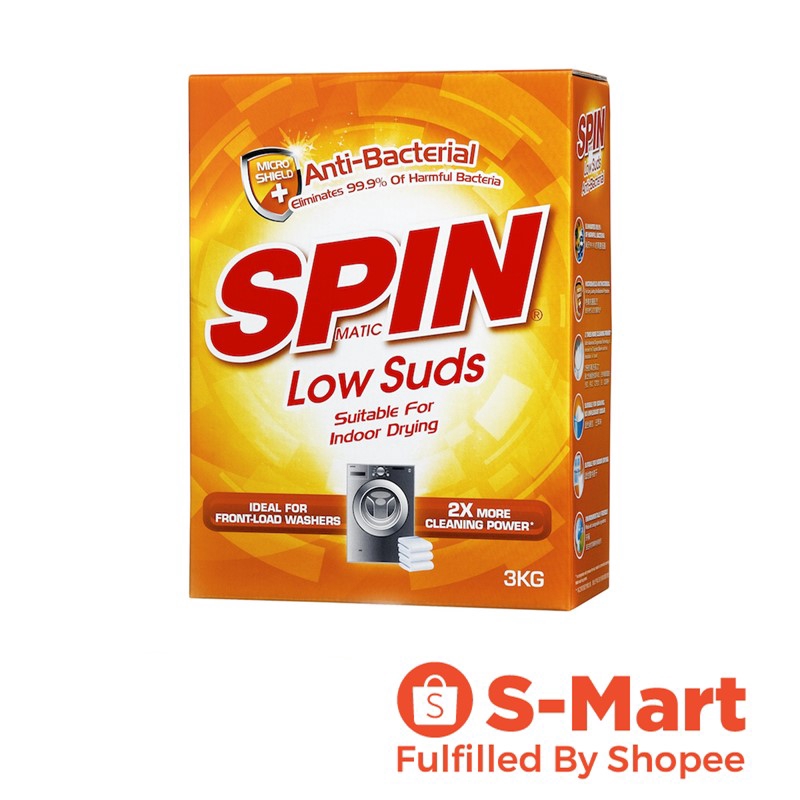 SPINmatic Low Suds Laundry Powder Detergent (AntiBacterial) 3kg