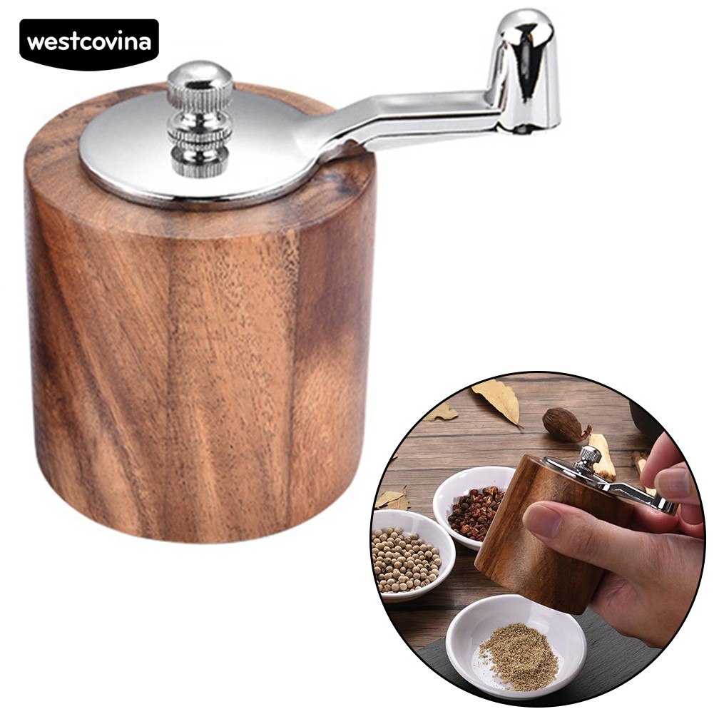 Westcovina Wood Stainless Steel Salt Shaker Hand Crank Pepper Mill Grinder Kitchen Tool Shopee