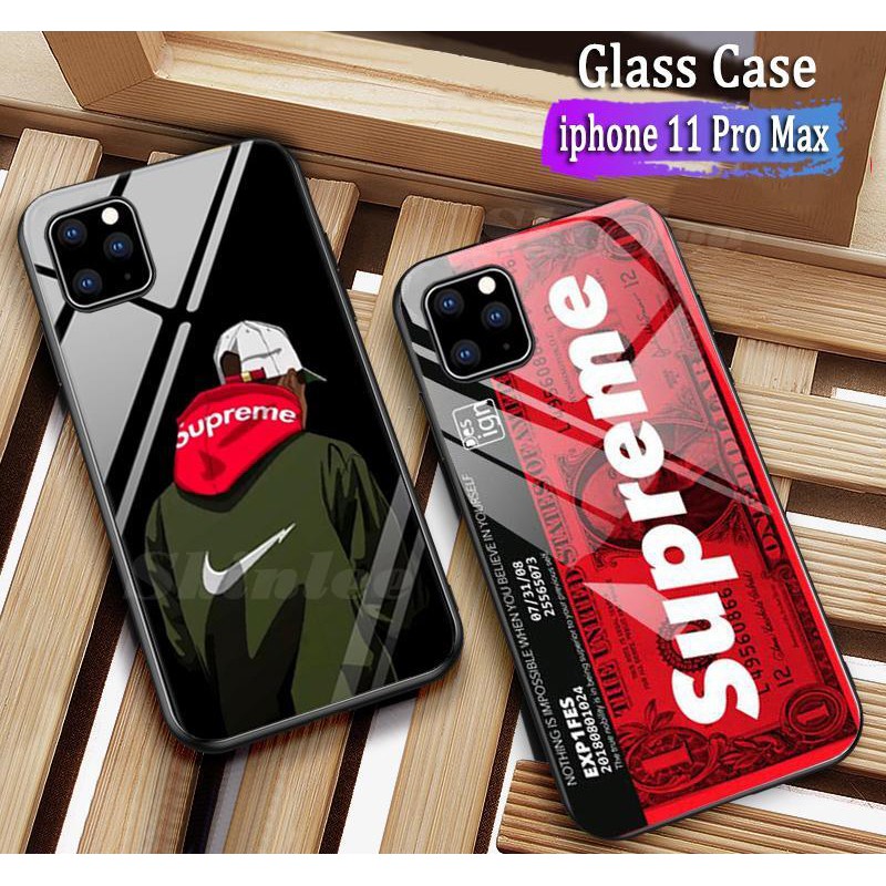 Iphone 11 Iphone 11 Pro 11 Pro Max Supreme Anti Fall Cover Tempered Glass Case Shell Shopee Singapore