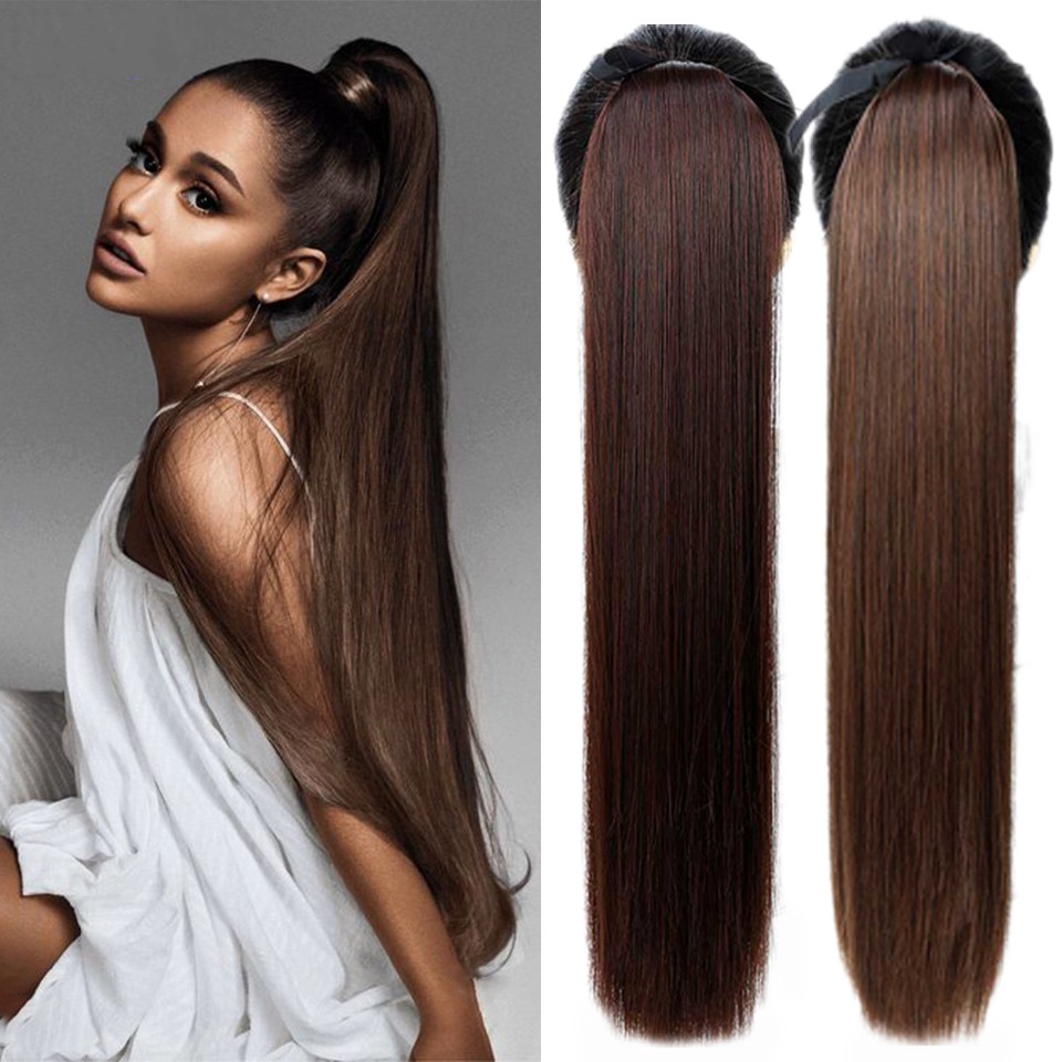 Buy Long Straight Ponytails Extensions For Women Synthetic Fake Hair Heat  Resistant Fiber Wigs Strappy Ponytail Hair Extensions At Affordable Prices  — Free Shipping, Real Reviews With Photos — Joom | Hook-and-loop