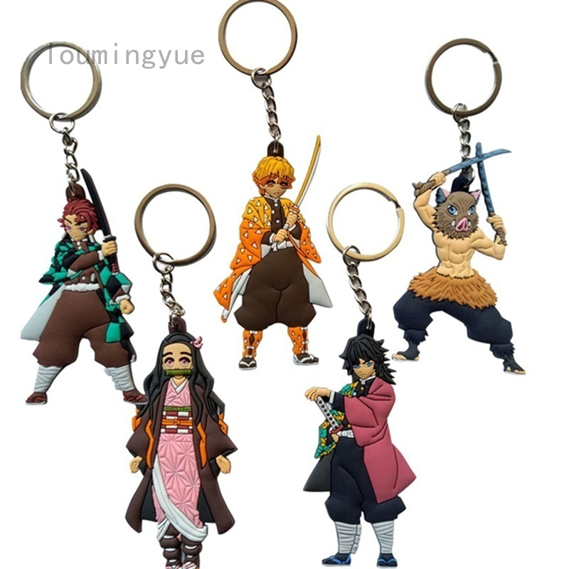 style anime demon slayer kimetsu no yaiba keychain kamado nezuko  kamadotanjirou agatsuma zenitsu hashibira inosuke cute cartoon pvc key  chain