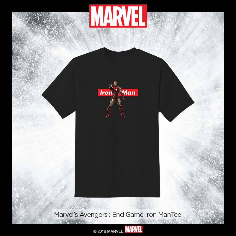 Avengers Endgame Iron Man Suit /& Logo Children/'s Unisex Black T-Shirt