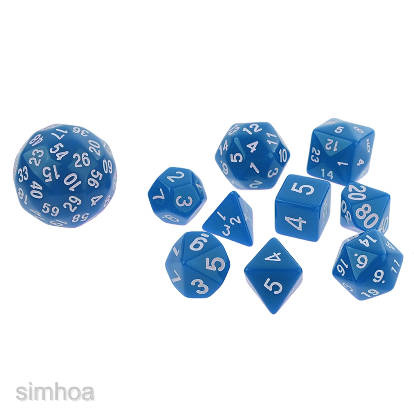 10Pcs Gem 20 Sided D20 Dice Red+Blue Combo for D&D  RPG Party Games 