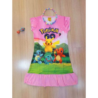 LOCALL SELLERGirls Sleeping Gown Kids Pyjamas Dress Drifit Dress ready stock PJELSA MINNIE POKEMON #2