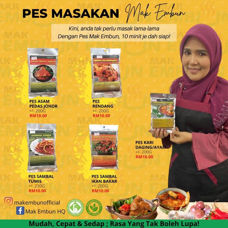 Shop Malaysia Pes Mak Embun Viral Spicy Acid Johor I Rendang I Curry Chicken I Sambal Tumis I Sambal Ikan L Kurma I Cook Red Shopee Singapore