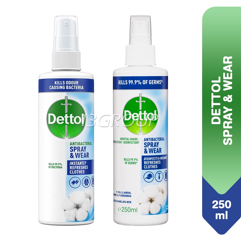 Dettol Antibacterial Spray & Wear Fresh Cotton, 250ml Shopee Singapore