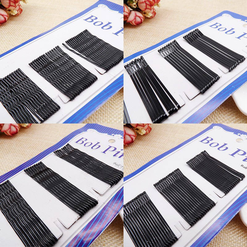 Image of 60Pcs Black Invisible Hairpins Women Wave Bobby Pins Grips Barrette Hair Clips #3