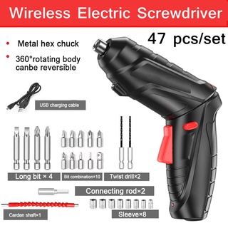 Wireless Electric Screwdriver 47 Pcs/Set Cordless Drill USB Rechargeable Battery Mini Power Driver Tools Repair Assembly