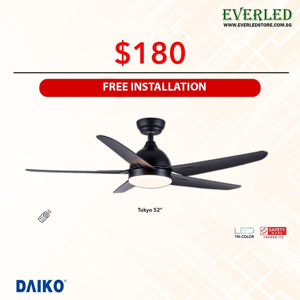 DAIKO Tokyo 52" Ceiling Fan (with TriColor Light and Remote) Shopee