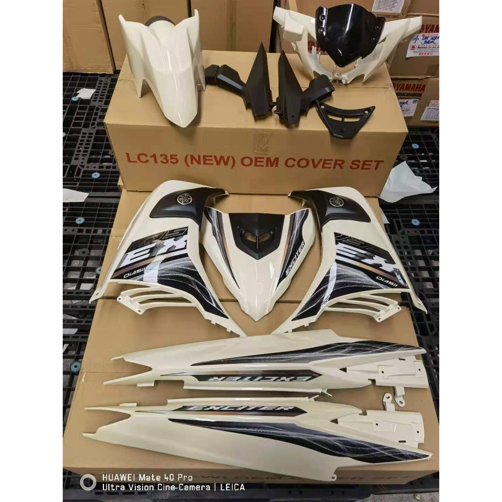 Shop Malaysia Sticker Tanam Yamaha 135lc Lc135 V1 V2 V3 V4 V5 V6 V7 Exciter Creamy White Susu Putih Coverset Body Cover Cover Set Shopee Singapore