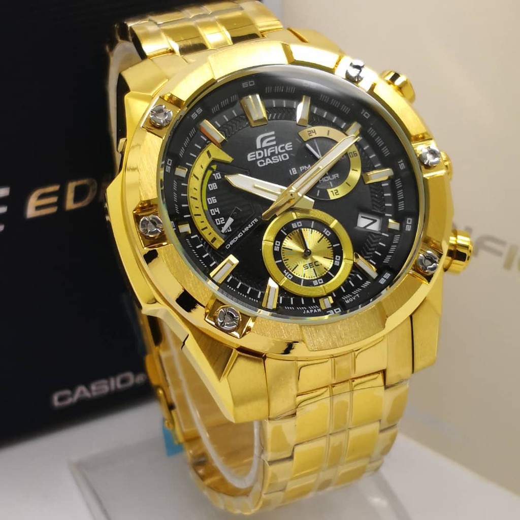 casio edifice black and gold watch