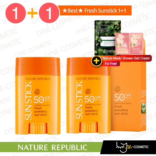 Shipping From Korea Sun Care 1 1 Nature Republic California Aloe Fresh Powdery Sun Stick Spf50 Sunscreen Sunblock Shopee Singapore