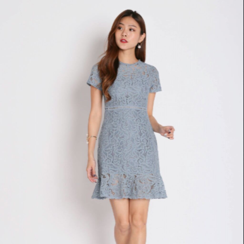 dusty blue lace dress