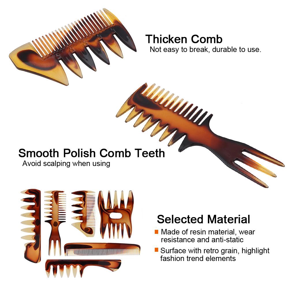 6 Types Retro Men S Hair Comb Wide Teeth Resin Anti Static Oil